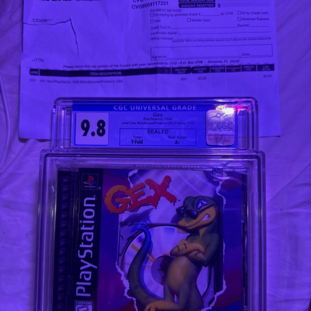 Sony sealed graded 9.8 PlayStation Gex Game - Purple and Black